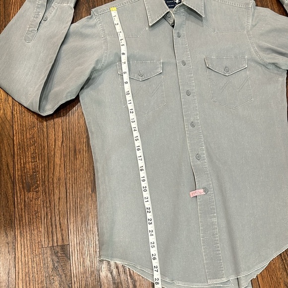 Vintage 90’s Wrangler Brushpopper Western Button Down Gray Shirt 15 1/2 x 35 - Picture 9 of 13